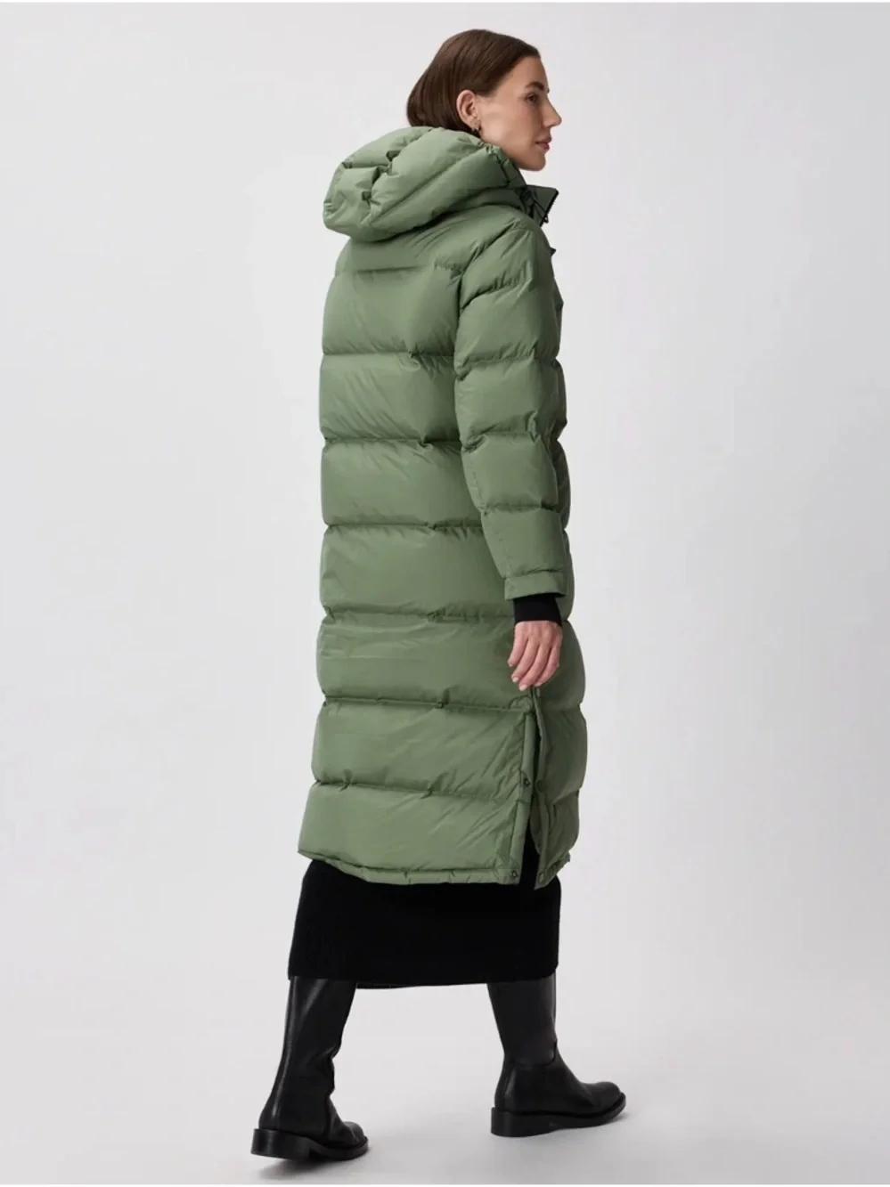 Quince Responsible Down Long Puffer Jacket Sea Spray Green Size Small - Picture 3 of 15